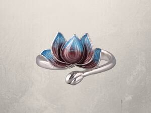 Adjustable Lotus Flower Ring, Boho Spiritual Jewelry